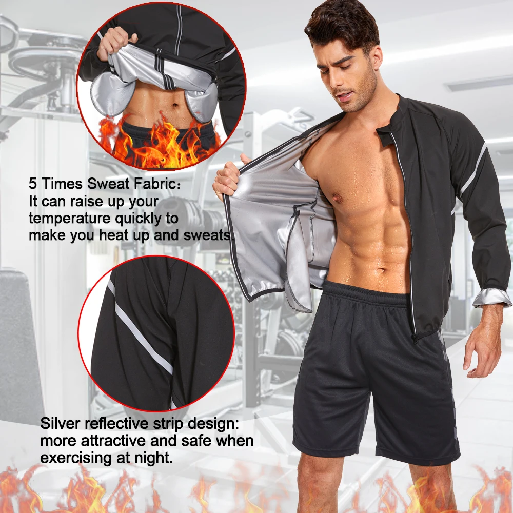 SEXYWG Sauna Suit for Men Weight Loss Set Hot Sweat Jacket Thermal Pants Running Outfit Gym Clothing Fitness Workout Sportwear
