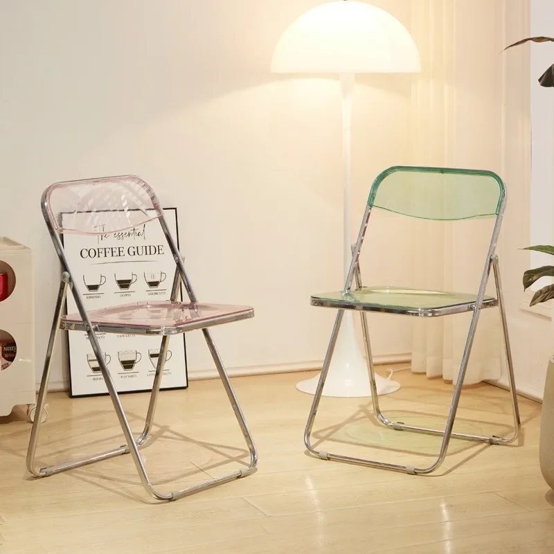 Transparent Folding Chair Cafe Photo Shoot Chair Home Dining Business Negotiation Chair Lounge Chair Dinning Chair Furniture