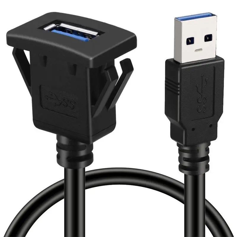 

Удлинительный кабель ABNR USB 3.0 для приборной панели автомобиля, грузовика, лодки, мотоцикла - встраиваемая панель с фиксирующим зажимом - 1 м, новый