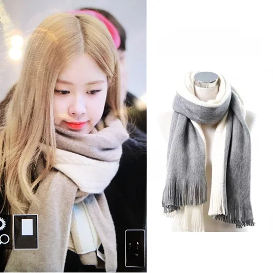 

Jisoo Rose Soft Warm Versatile Scarf for Women Spring 2026 Ethnic Stage Costume Accory Trendy Faionable