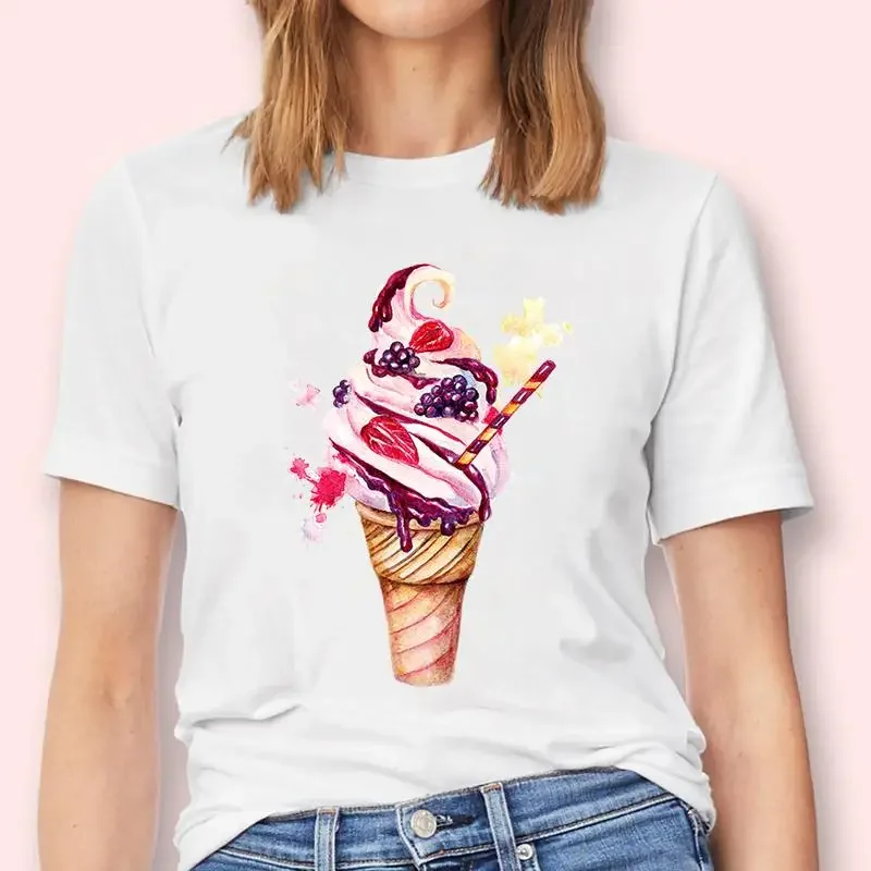 موضة جديدة الجرافيك الإناث بلايز تيز التي شيرت تي شيرت سيدة الكرتون طباعة ملابس النساء الليمون الفاكهة قصيرة الأكمام 90s الطباعة لطيف