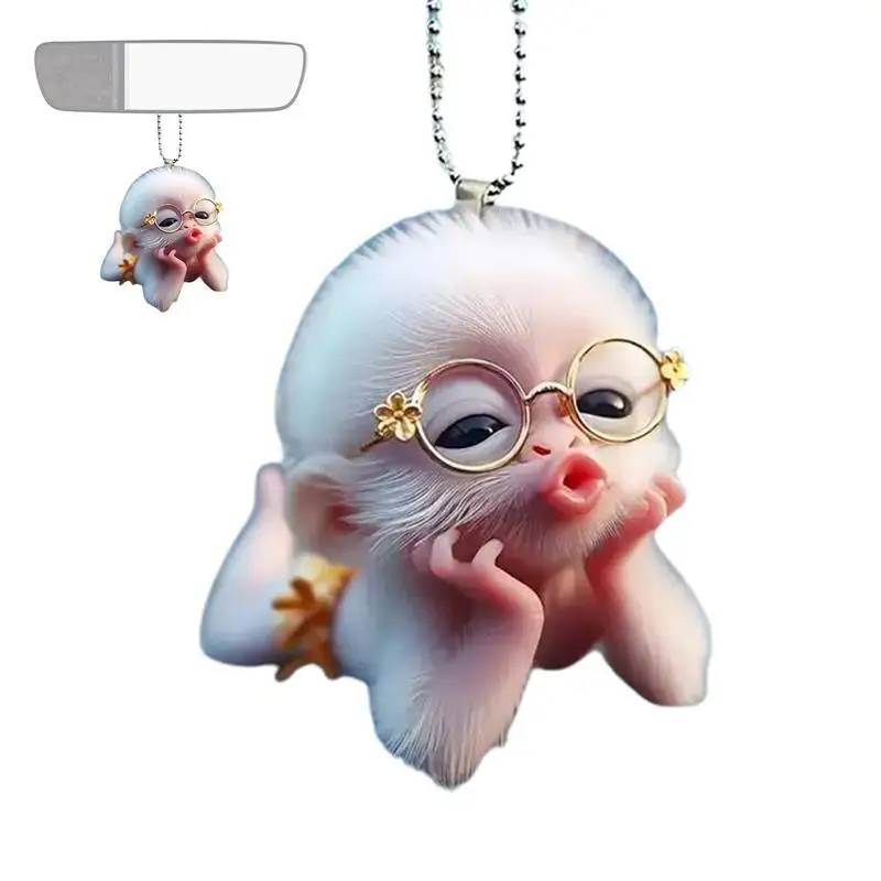 Cute Animal Keychain Car Pendant Pouting Monkey Car Decorations Fashionable Funny Car Accessories Interior Rearview Glass