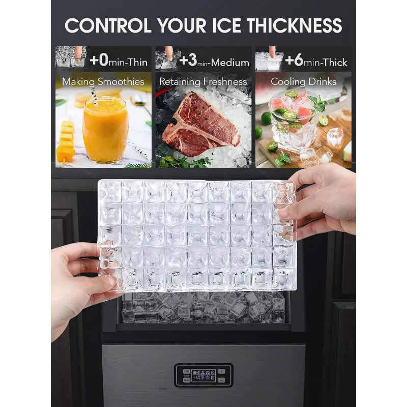 V2.0 Commercial Ice Maker,100 lbs,2-Way Add Water,Under Counter Ice Maker Self Cleaning,Ice Machine with 24 Hour Timer