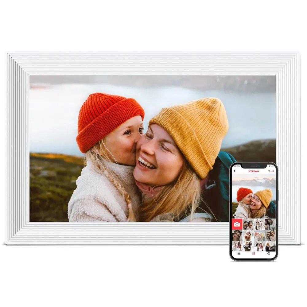Cadre photo, cadre numérique Frameo 10,1 pouces WiFi, écran tactile HD IPS 1280 x 800, stockage 32 Go, partage instantané d'images et de vidéos, Sma