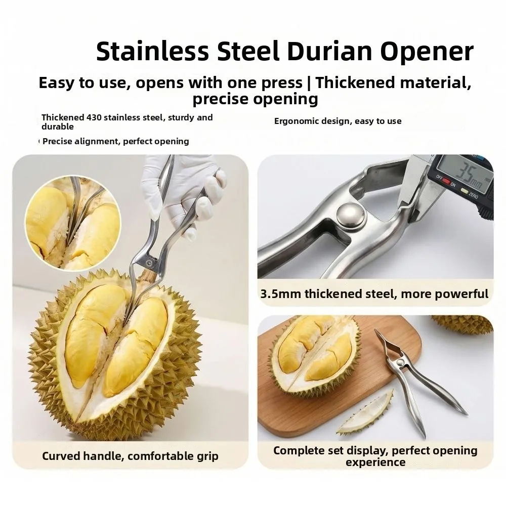 Stainless Steel Durian Opener Effort-saving Efficient Fruit Splitter Professional Manual Operation Durian Separator Tool