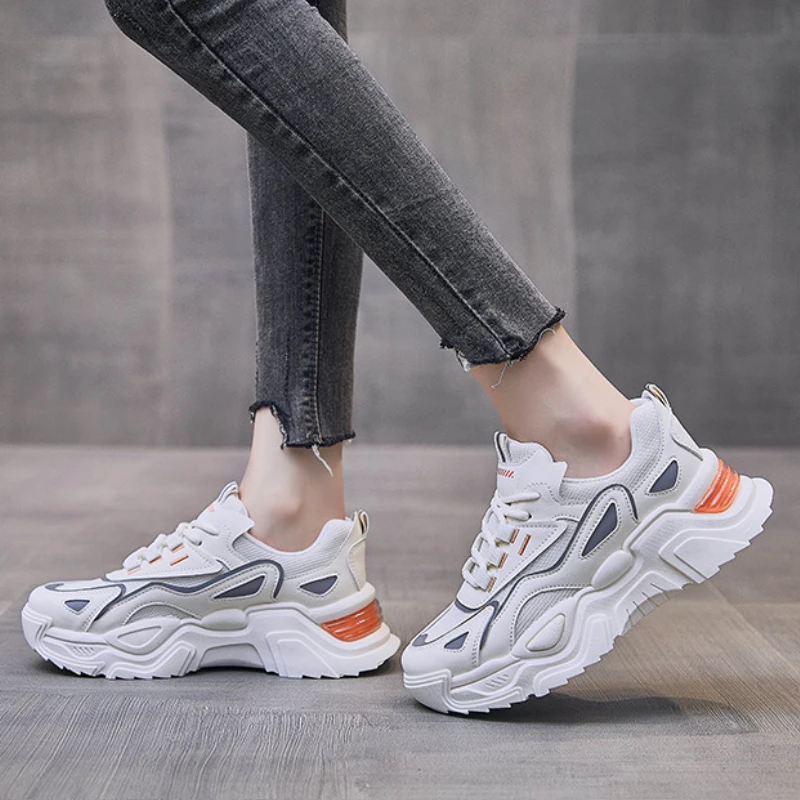 Platform Shoes for Women Sneakers Spring 2022 Comfortable Breathable Running Vulcanized Shoes Ladies Trainers White Tennis Woman