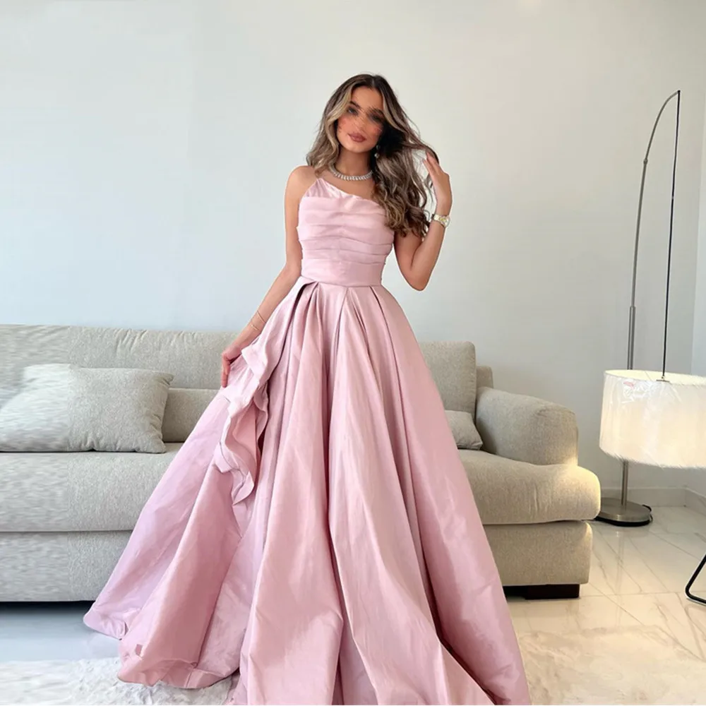 Welove Sexy Strapless Ball Gown Prom Dress Grace Light Pink Party Dress Satin Evening Dress Simple Ball Gown Evening Dress