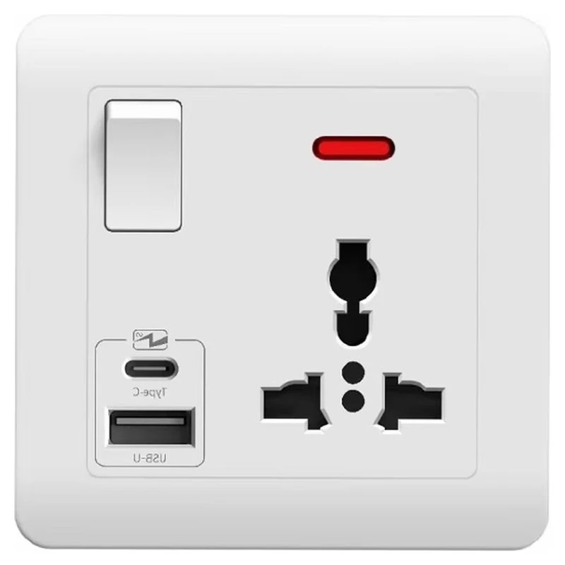 ABRU-DC 5V 2.1A Type-C USB Charger Fast Charging Wall Outlet Universal 5-Pin Power Adapter UK Standard 13A Outlet Included UK