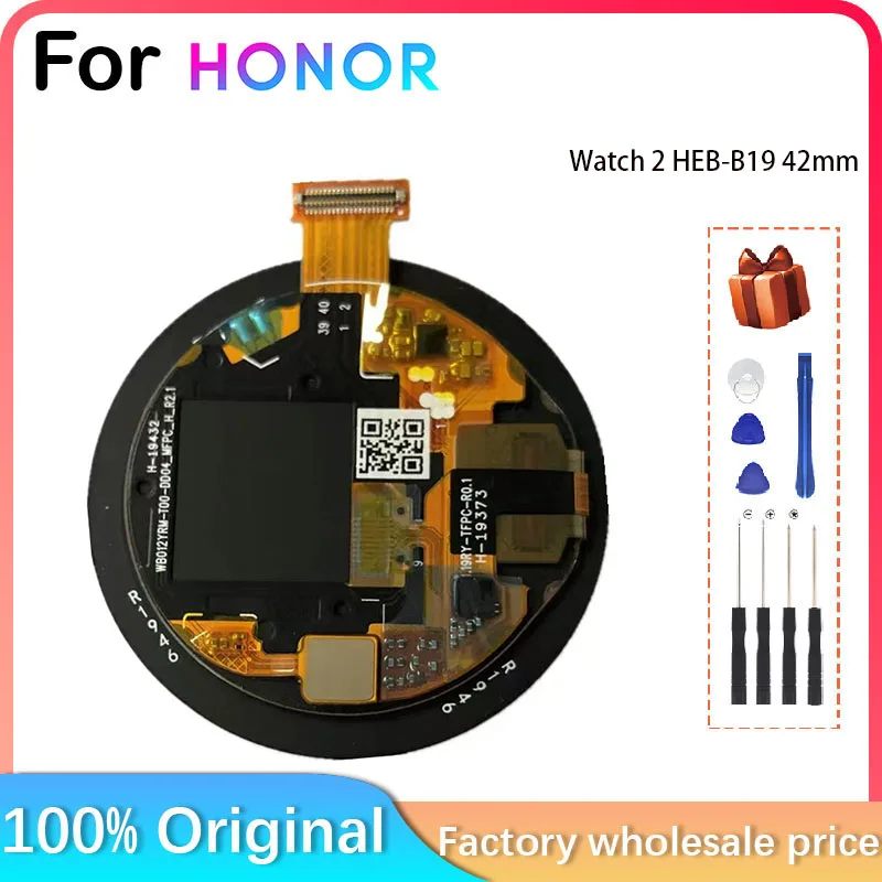 Tela lcd para smartwatch honor watch, digitalizador com painel de toque, display amoled, 42mm