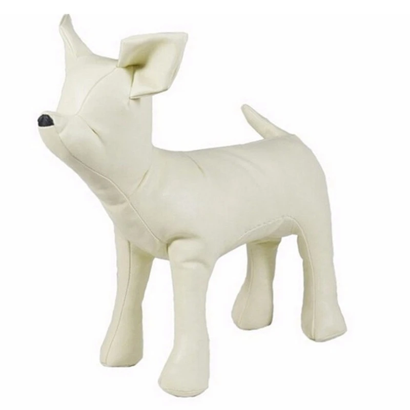 2Pcs Leather Dog Mannequins Standing Position Dog Models Toys Pet Animal Shop Display Mannequin - White S & L