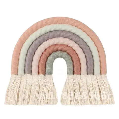 

Hand-woven Nordic Rainbow Wall Hanging Ornaments Baby Bed Kids Room Decoration Nursery Decor INS Photo Props