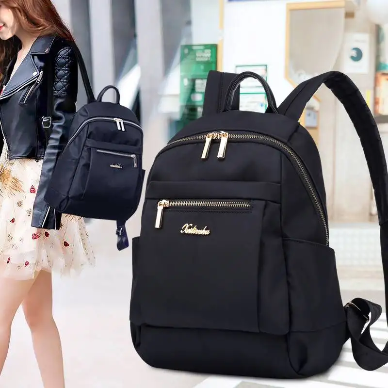 Oxford Cloth Ladies Backpack 2025 New Fashion Canvas Travel Bag Women's Shoulder Bag Soft Hand Feel Zipper Closure Lightweight