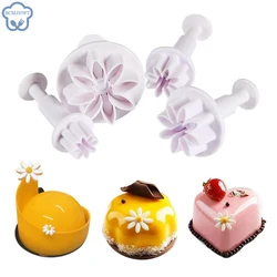 4Pcs Wedding Daisy Flower Cake Plunger Fondant Cookie Cutter Mold Plum Baking Decorating Biscuit Stamps For Kitchen Accessories