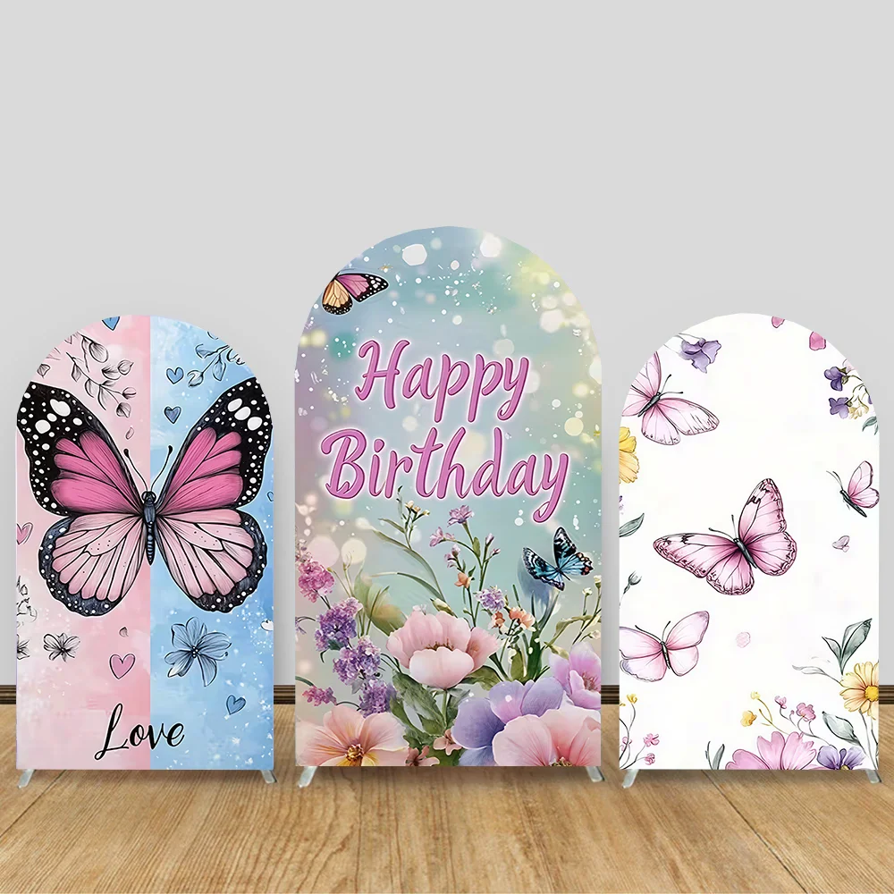

Purple Butterfly Arch Backdrop Supplies Girl Birthday Party Decorations Floral Background Baby Shower Photography Props
