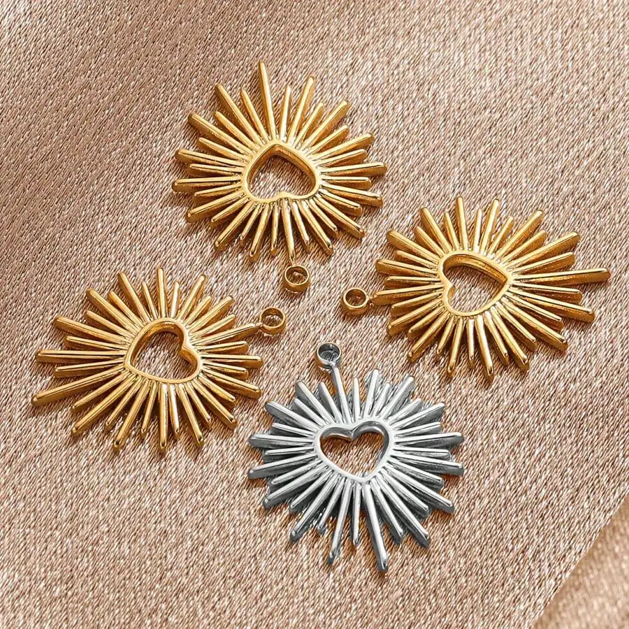 4pcs Gold Plated Stainless Steel Astral Heart Charms For Jewelry Making DIY Earring Pendants Making Supplies Accessories Parts
