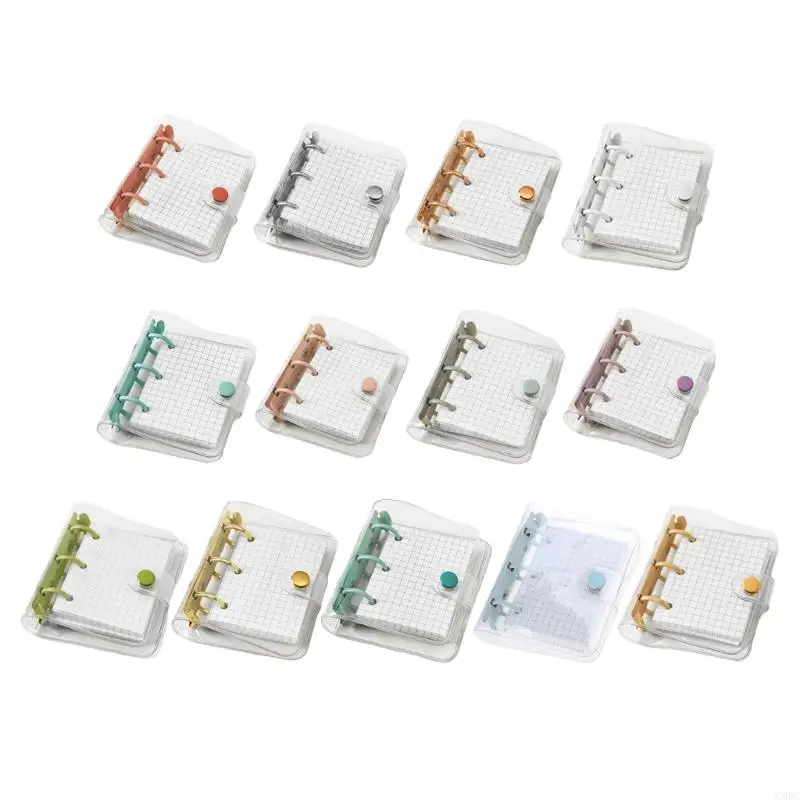 C90C Pocket Notebook Planner 3 Rings Binder Notepads Plontner Journal para scrapbooking DIY, 80 lençolas