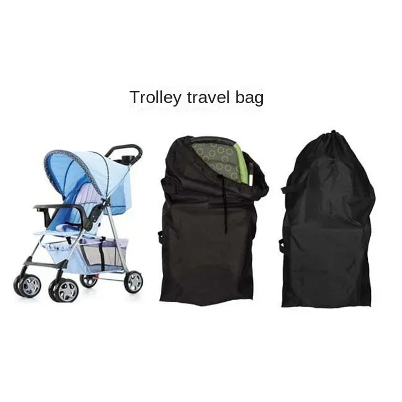 Oxford Cloth Black Dust Cover Organizer for Travel Large Capacity Baby Stroller Storage Bag with Hand Strap Waterproof