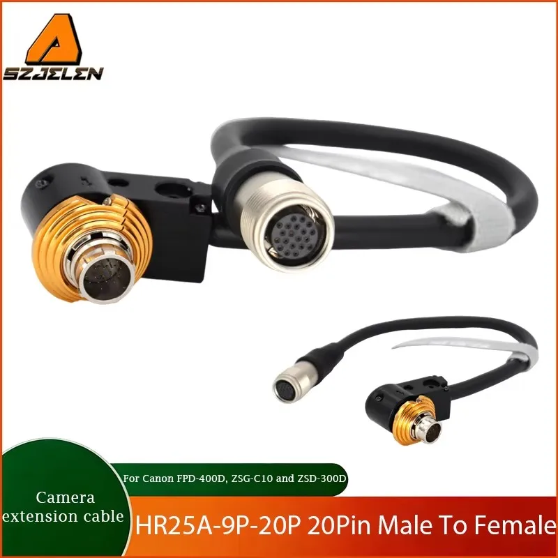HR25A-9P-20P Hirose 20Pin Male to Female for Zacuto Z-C18C Right Angle Cable for Canon 18 -80 Lens & Canon ZSG-C10 Zoom Grip