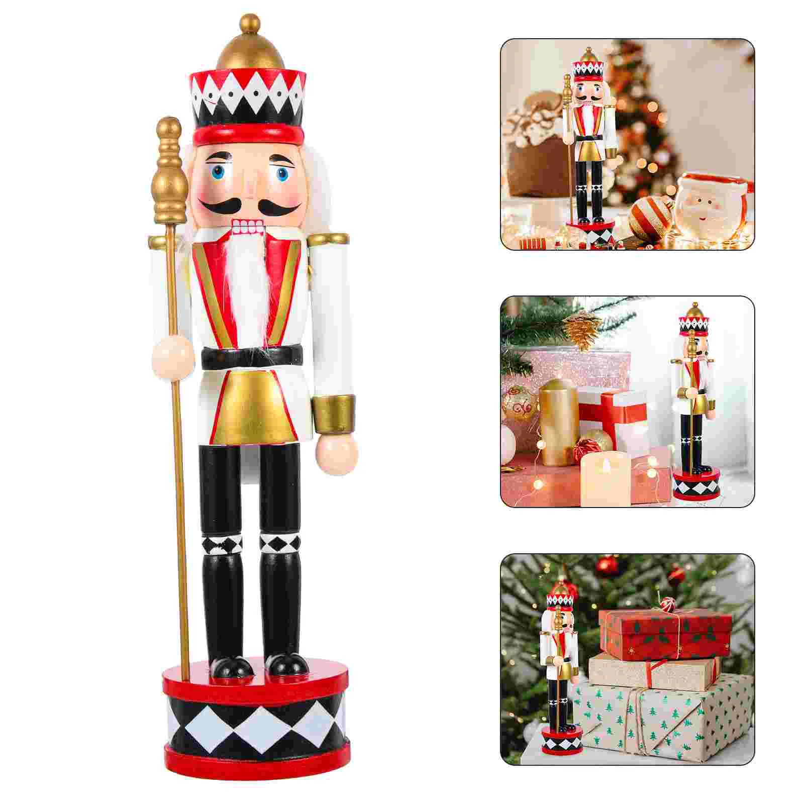 Standing Drum Nutcracker Christmas Decor Indoor Ornament Classic Wooden Nutcrackers Craft Xmas Party