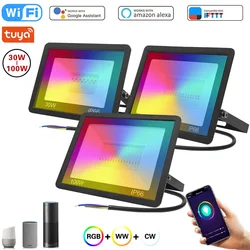 Tuya inteligentne WiFi LED reflektor 30W 50W 100W zmiana koloru LED światło halogenowe IP66 220V RGB ciepłe zimne białe sterowanie Vioce dla Alexa