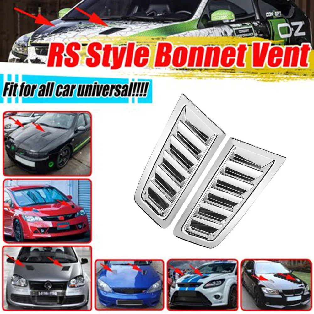 Car Front Engine Hood Bonnet Vents Hood Air Outlet Universal for Focus MK2 for Fiesta for Chrome