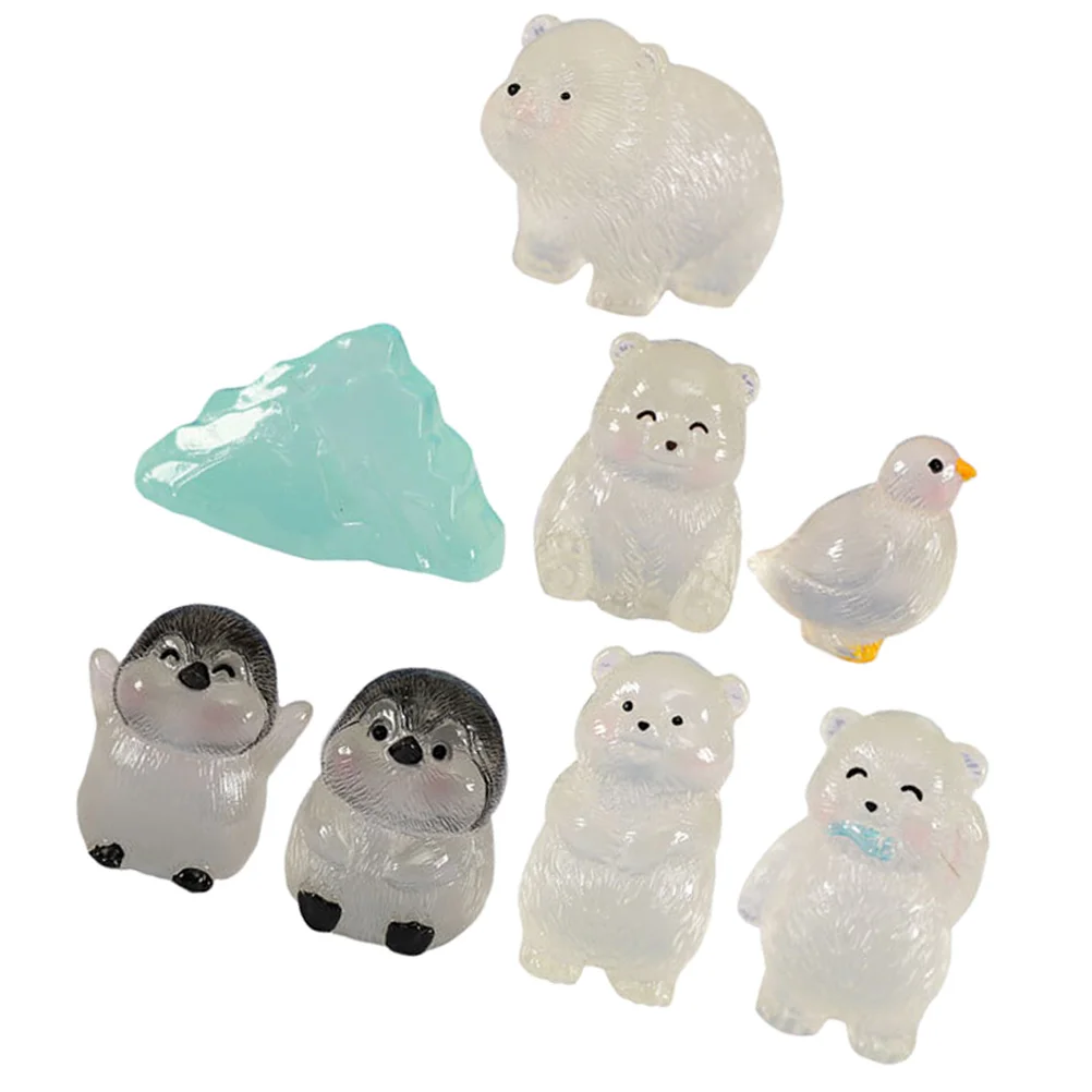 

8pcs Resin Animal Decor Mini Luminous Animals Miniatures Figurine Tiny Figurines Tiny Animal tiny animals