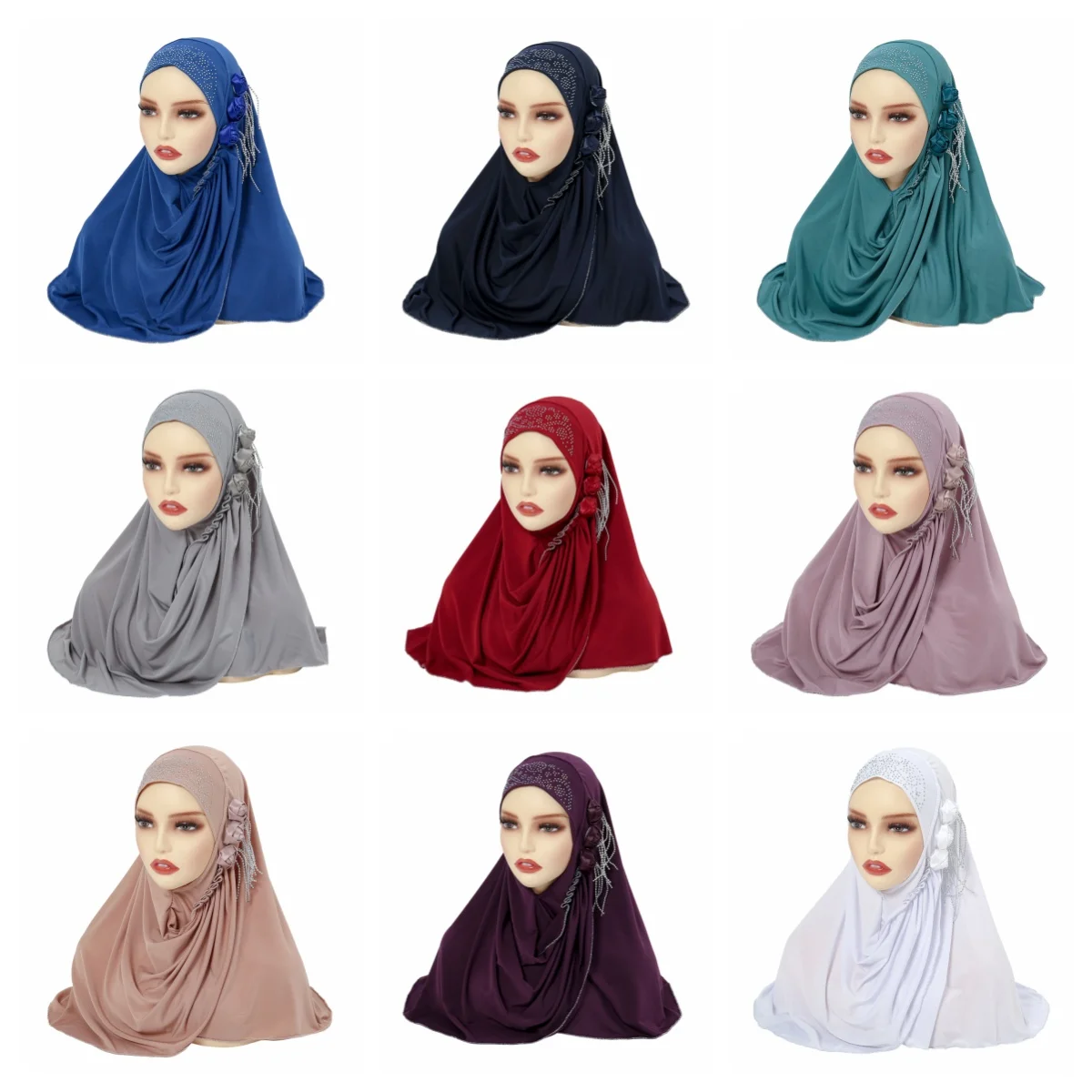 

Women Flower Tassel Hijab Scarf Turban Head Hair Wrap Long Soft Shawl Scarves