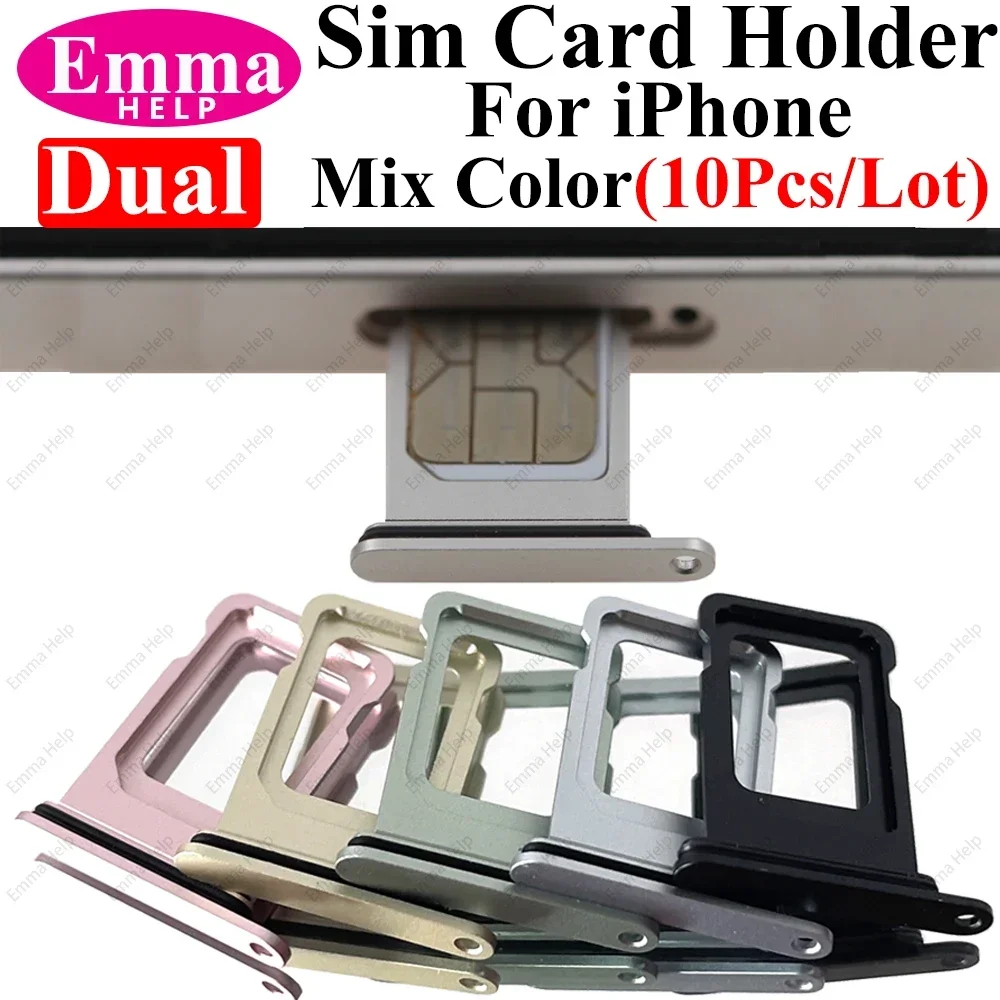 10pcs Dual / Single Sim Tray Card Holder Slot for iPhone 15 Plus 14 Pro 12 13 11 Max X XR XS Sim Nano Adapter Drawer Fix Par