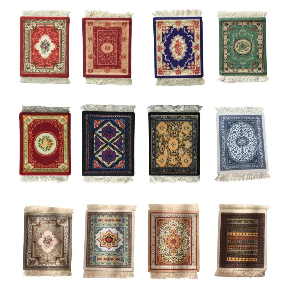 9*11 cm Persian Cloth Cup Coaster Vintage Dining Room Hot Coffee Milk Tea Insulation Pad Retro Style Carpet Pattern For Party