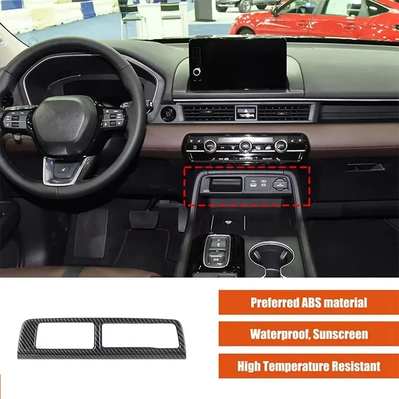 Newfor Honda Pilot 2023 2024 ABS Carbon Fibe Center Control Cigarette Lighter Panel Frame Cover Trim Accessories