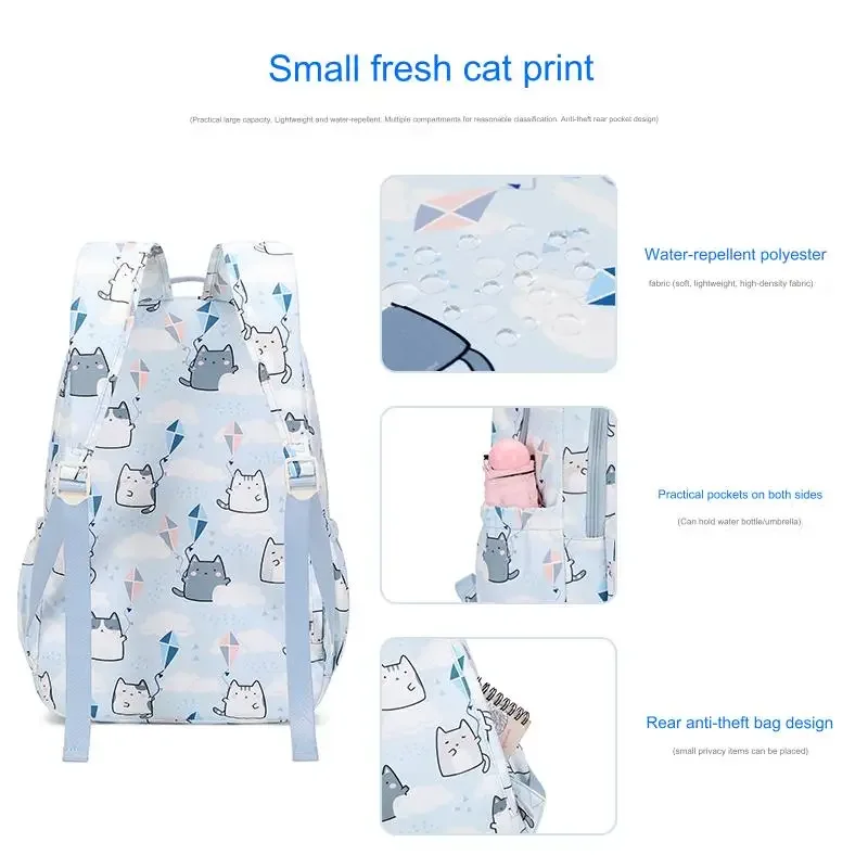 School Bags For Girls Cute Printing Cat School Backpack And Handbag Kawaii Children Backpack Back To School 2024 Mochila Escolar