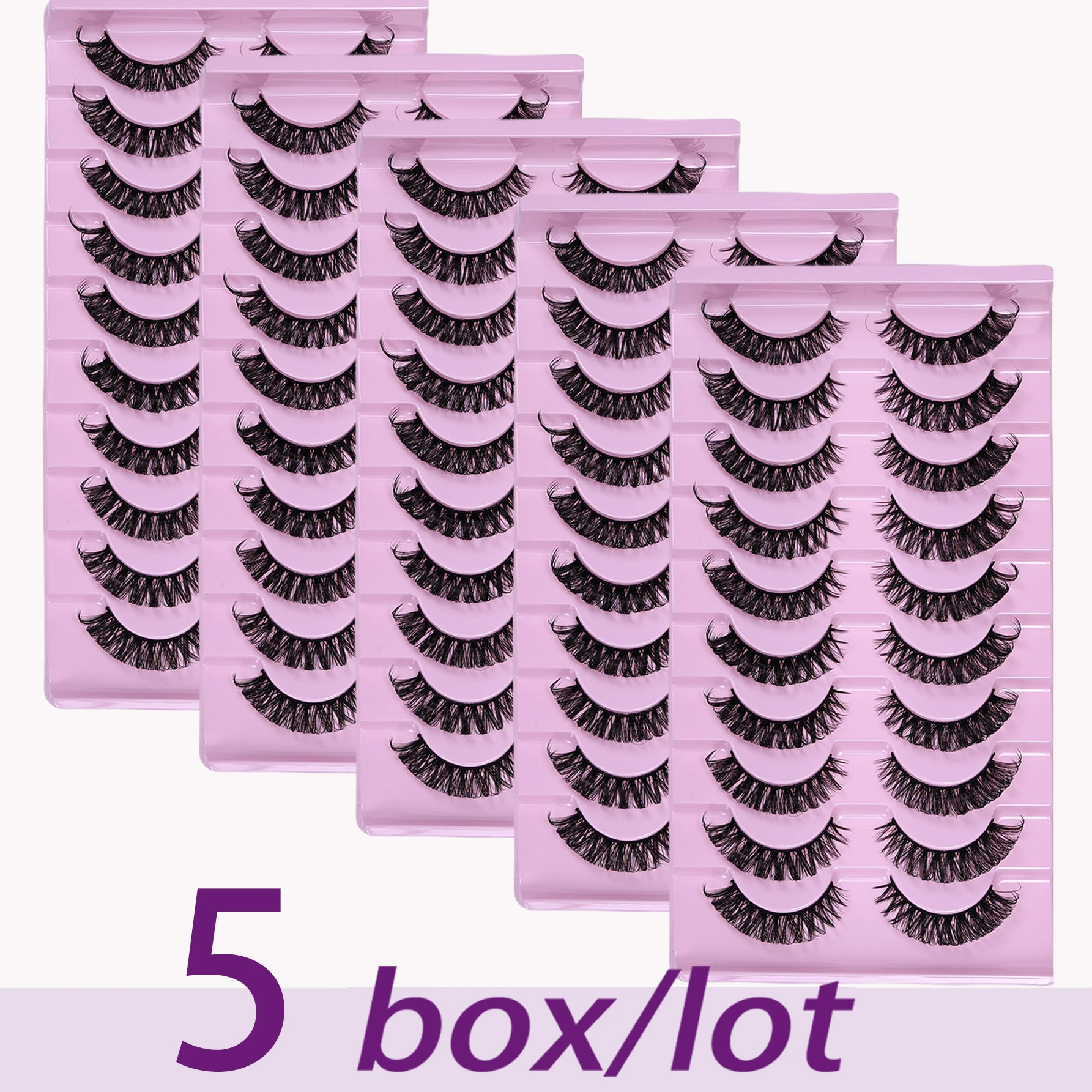30Pairs/50Pairs D Curl Russian Strip Lashes Fluffy Volume False Eyelashes D Curl Dramatic Cat Eye Lashes Make Up Fake Lashes