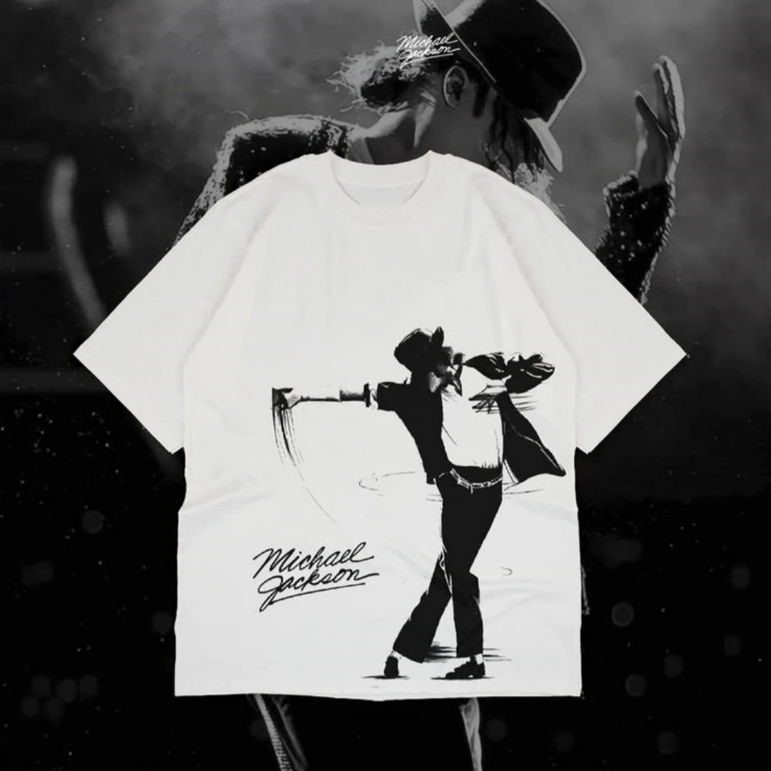 2026 Summer Michael Jackson Retro Nostalgic Music Art Graphic Cotton Garment For Festival Daily Wear