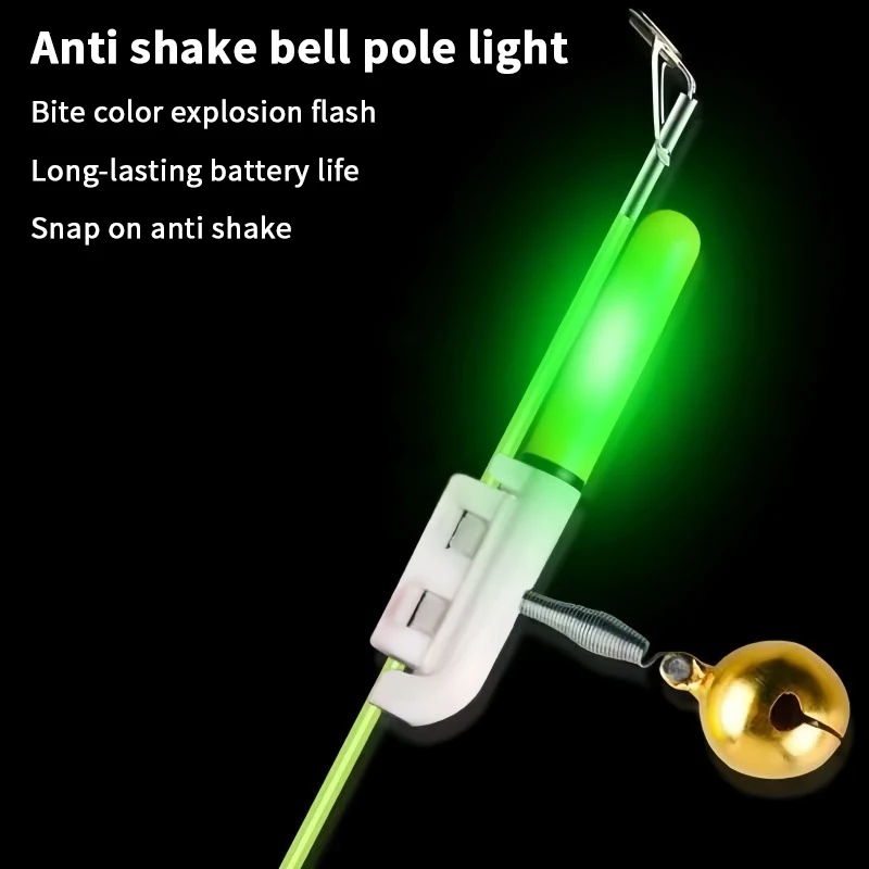 Luz electrónica de palo de pesca con campana y flotador luminoso, recargable por USB, alarma de picadura de pescado, 1/2 Uds.