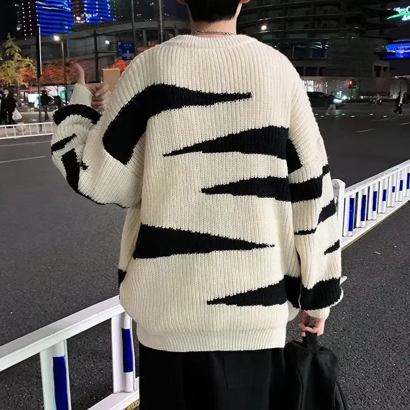 Sweater Pullovers Men College Couples Patchwork Design Fashion Casual Spring New Soft Loose Korean Style Ins All-match Vintage