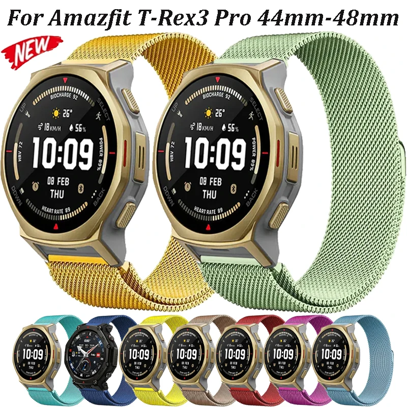 22/20 mm Metall-Milanese-Armband für Amazfit TRex3 Pro 44–48 mm/Helio magnetische Anziehung, bequemes Armband für Amazfit Bip 6 Band