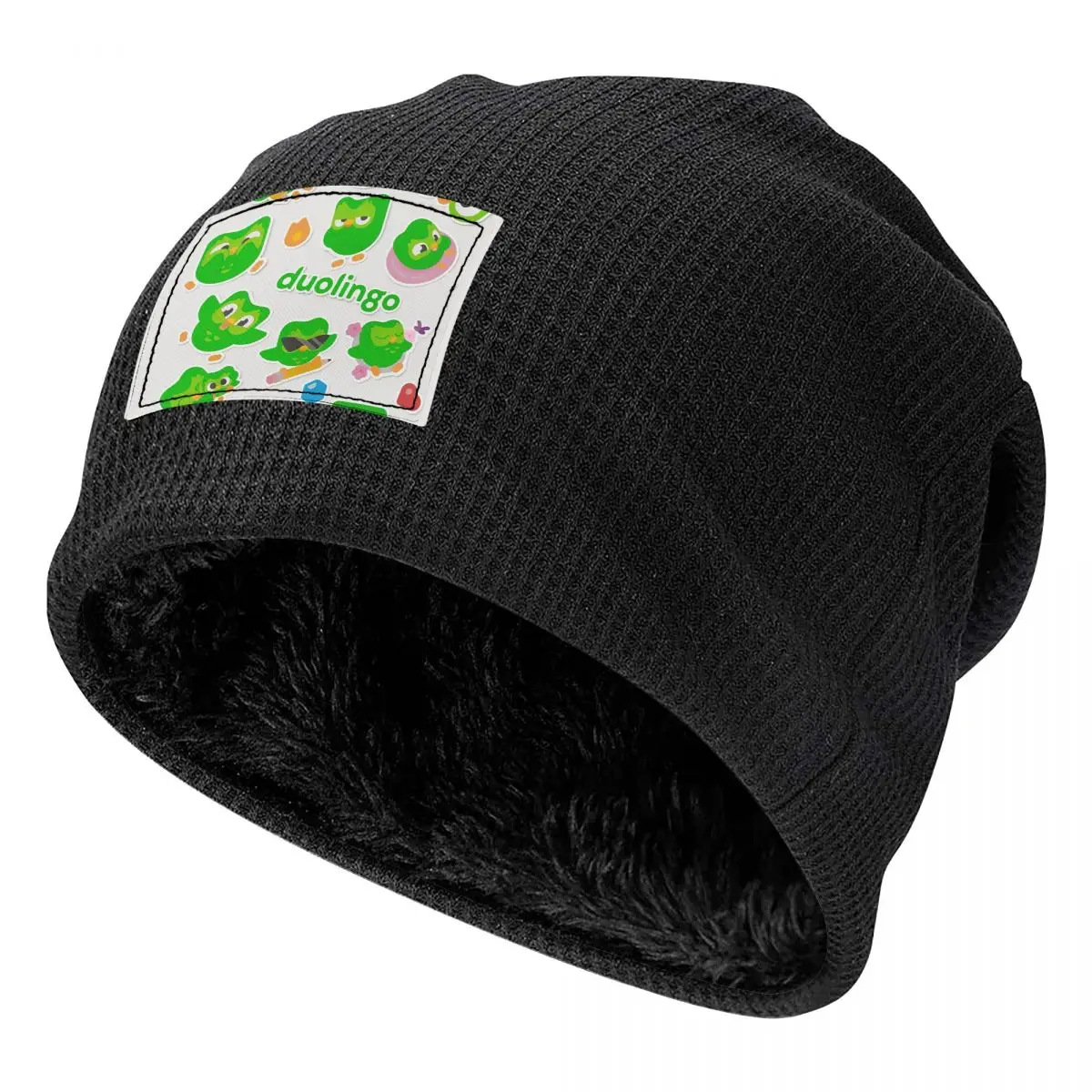 Duolingo Owl Duo  Unisex Adult Beanies Caps Fleece-Lined Bonnet Hat Warm Hip Hop Autumn Winter Outdoor Skullies Hats