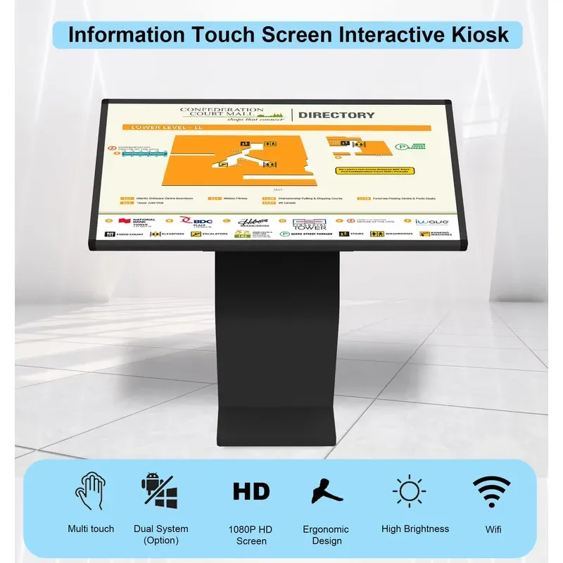 43 Inch K Shape Vertical Touch Screen Kiosk Commercial Digital Signage Interactive Self Service All In One Display For Retail