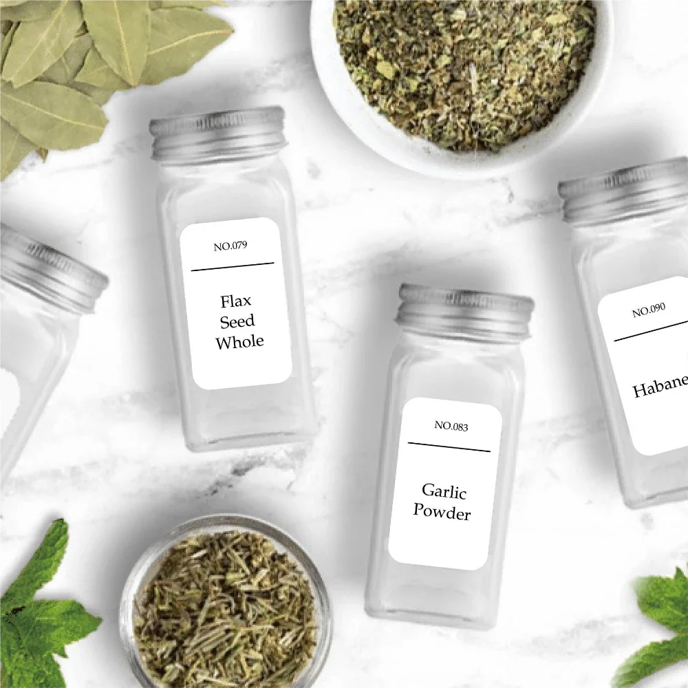216/208 pcs stickers for spices Label English French spice jars stickers White Pantry Adhesive Kitchen Storage jars Bottle Tags