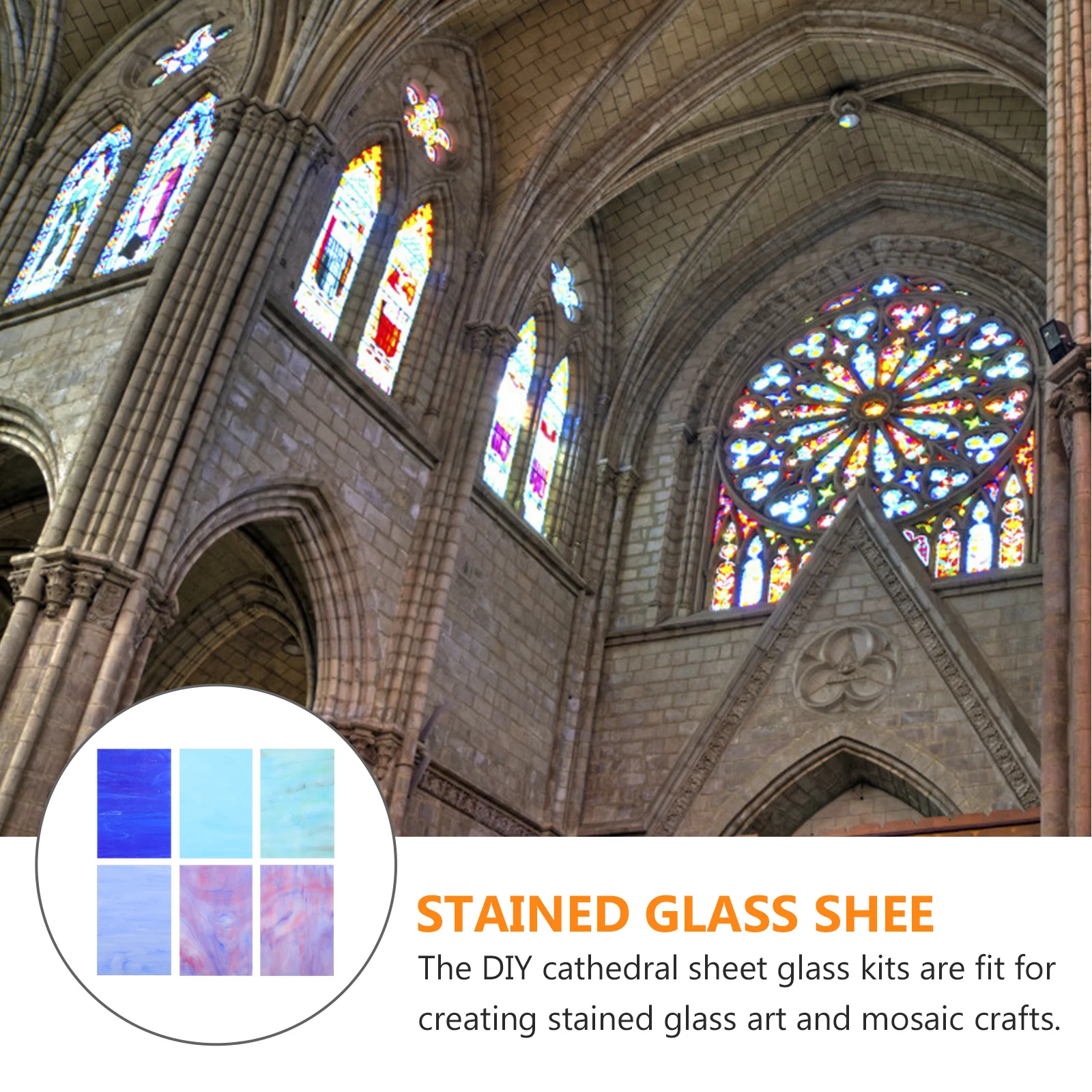 Transparent Stained Glass Sheet Tiles: 6pcs Blue Purple Cathedral Colored Glass Glass Mosaic Glass Tile for Stained Glass