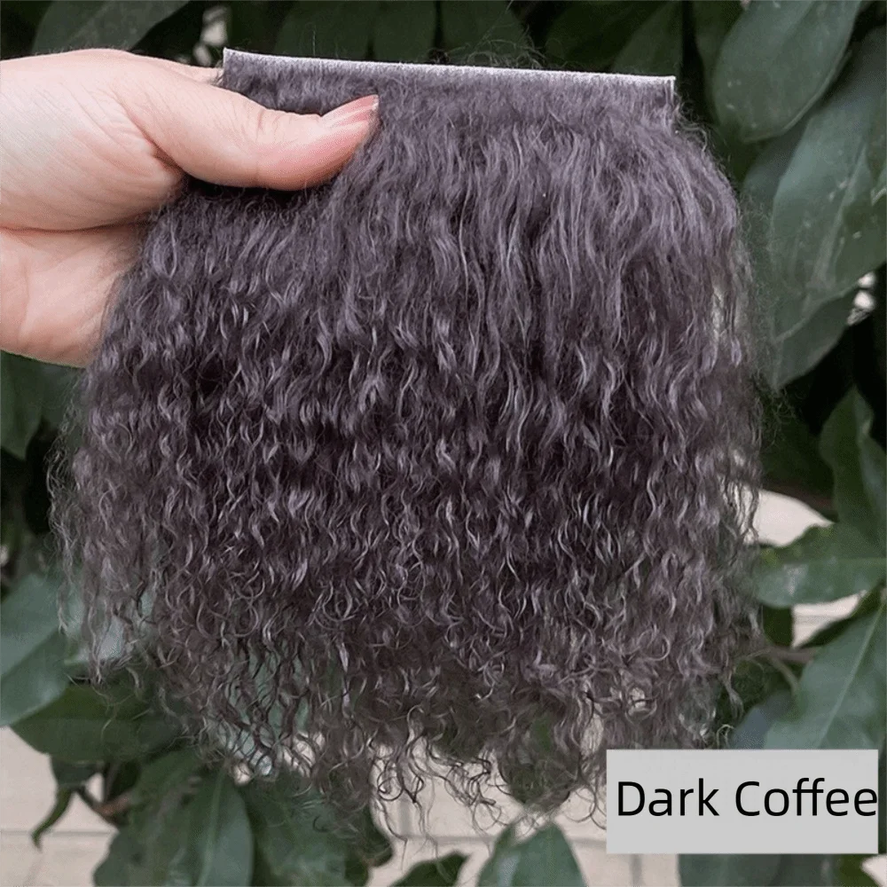 Mongolei Pelz Schaffell Wolle Extensions Haar Reihe Lockige Textur Lamm Pelz Pelt 5*10 cm DIY Perücke Puppe perücke Lockige Haar Extensions