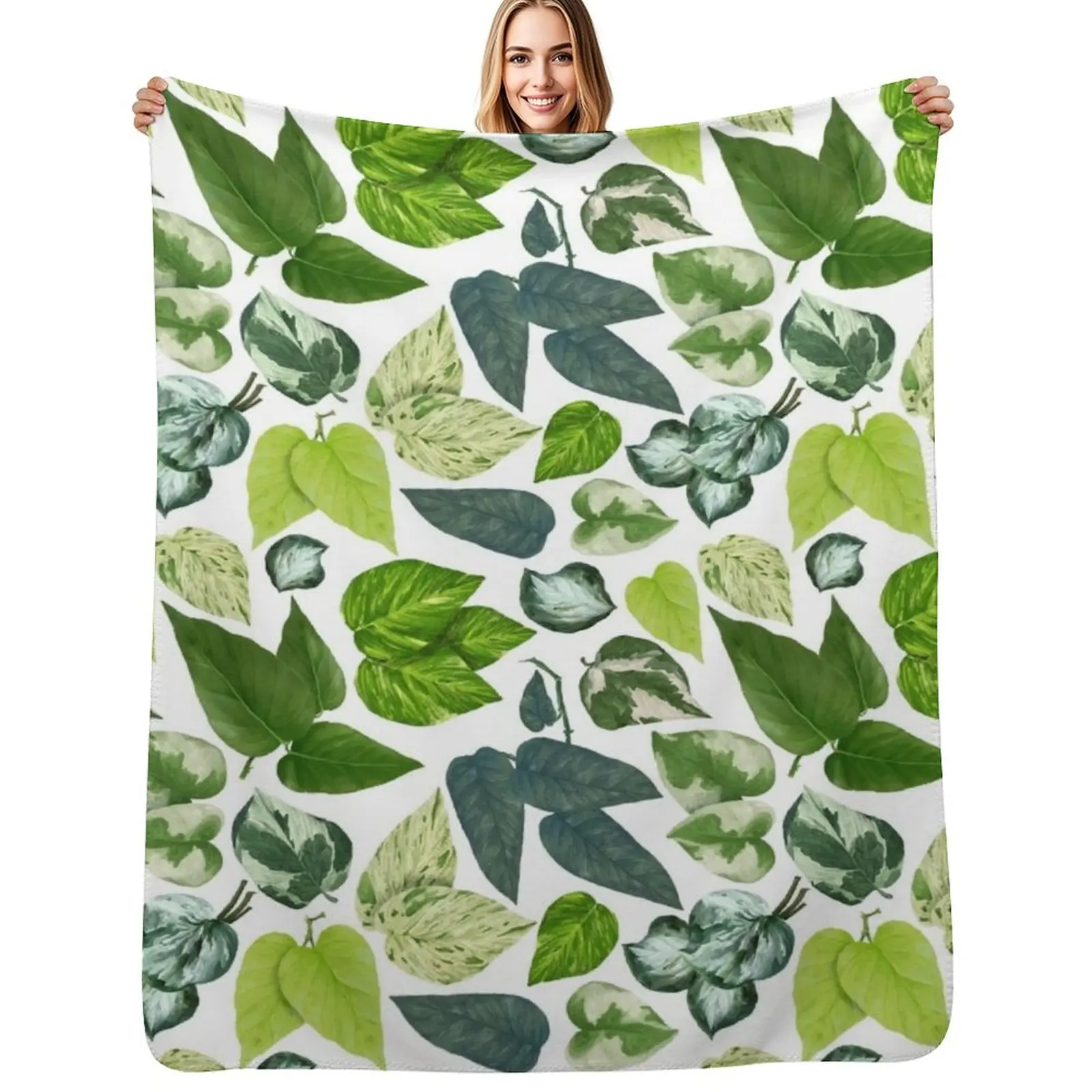 

Pothos Leaves Family Throw Blanket Easy Care Comfortable Blanket for Couch