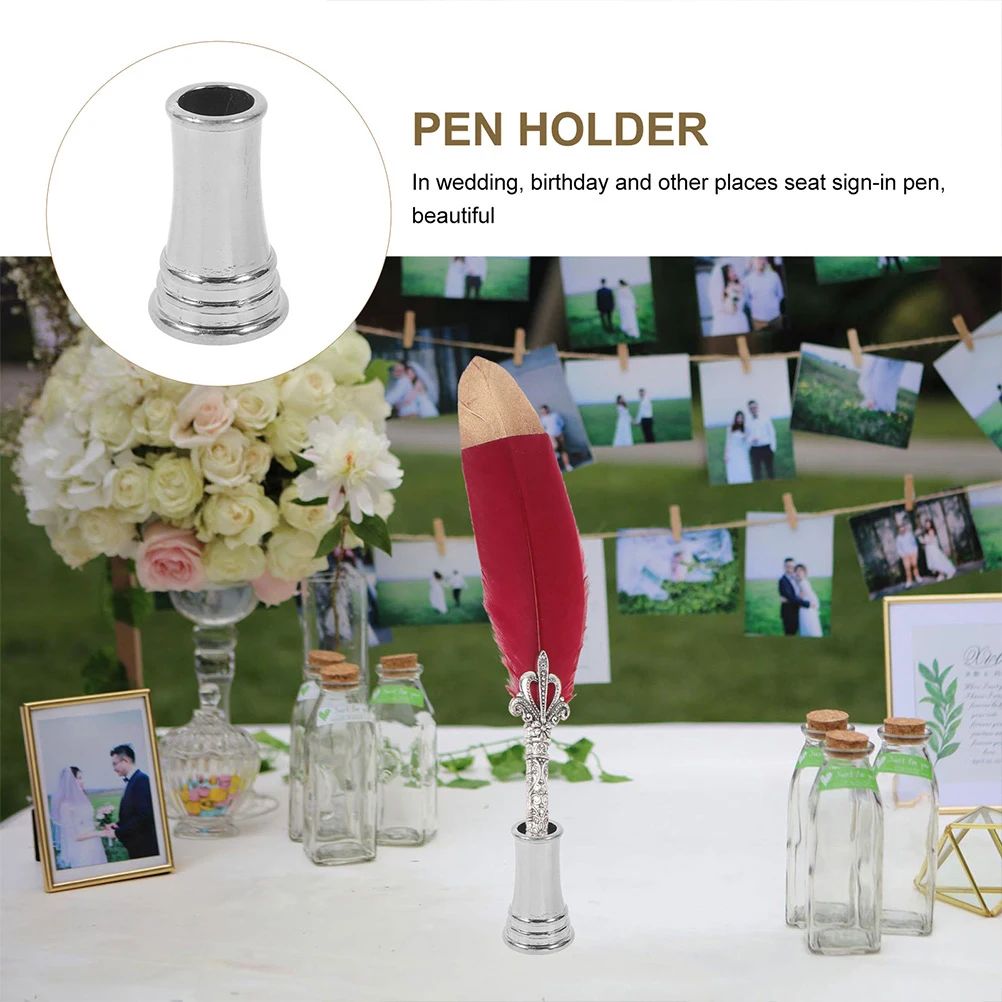 

4Pcs Desktop Pen Holder Copper Single Pen Stand Premium Round Metal Base for Ink Pens Quill Pens Writing Tools