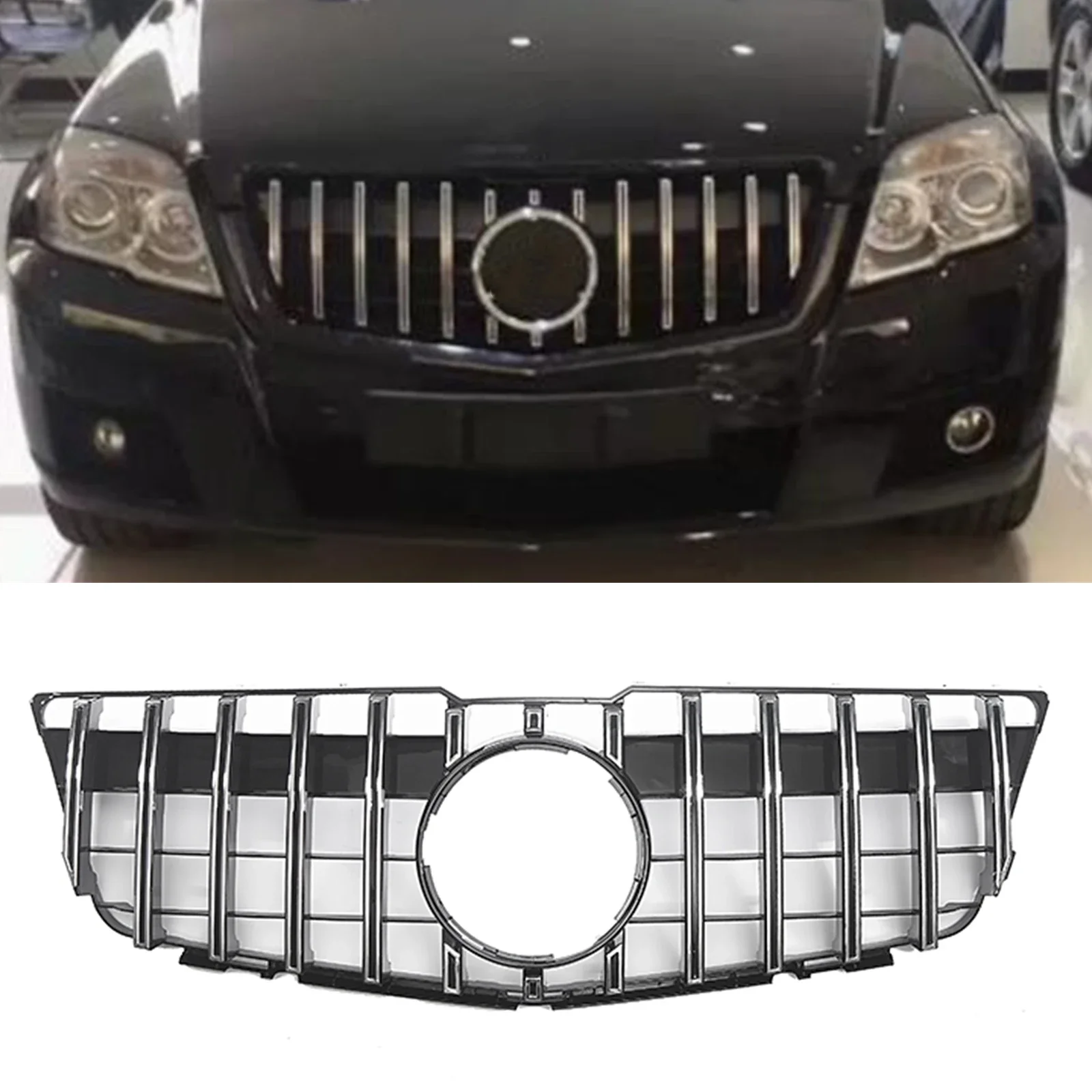 New！ For Mercedes Benz Benz GLK Class X204 GLK250 GLK300 GLK350 GLK400 2008-2012 GT Style Front Grill Grille Upper Bumper Hood M