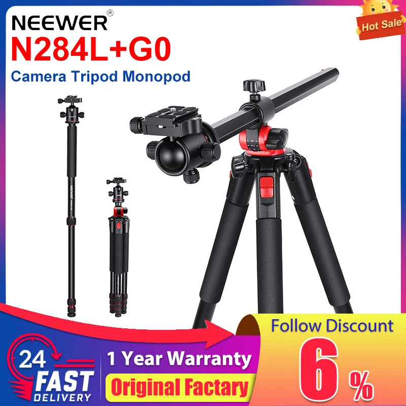 NEEWER N284L+G0 Camera Tripod Monopod Aluminum Alloy Camera Tripod Monopod  One Leg Tube can be Quickly Disossembled and Correct