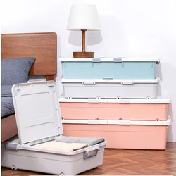 Large Capacity Storage Box with Lid for Underbed Perfect for Clothes Bedding Flat Plastic Storage Box
