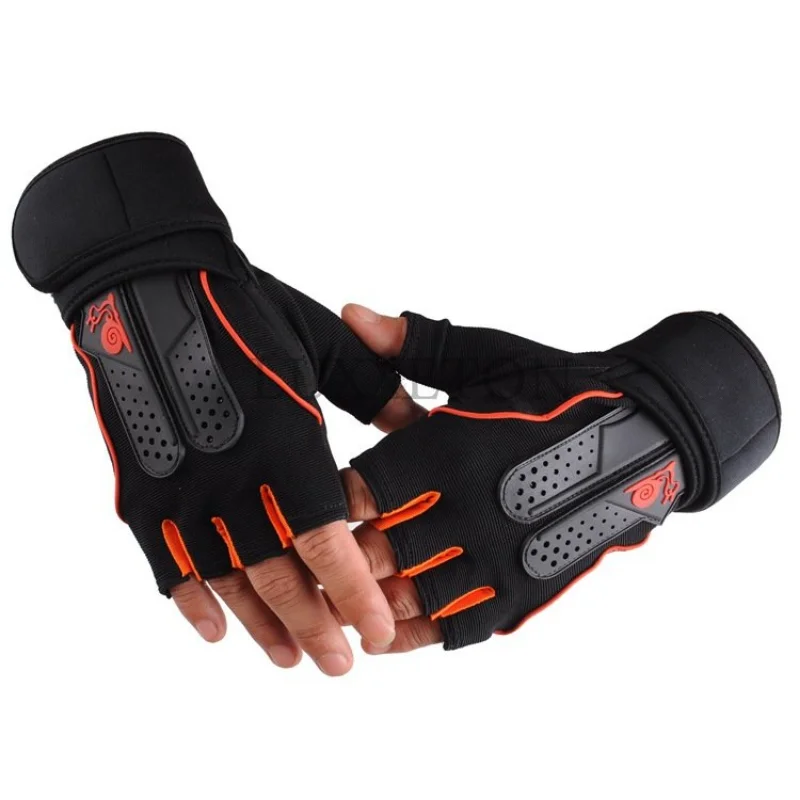 Mancuernas de gimnasio para hombre y mujer, mancuernas con almohadilla de Palma, guante Unisex de medio dedo para deportes al aire libre, manopla