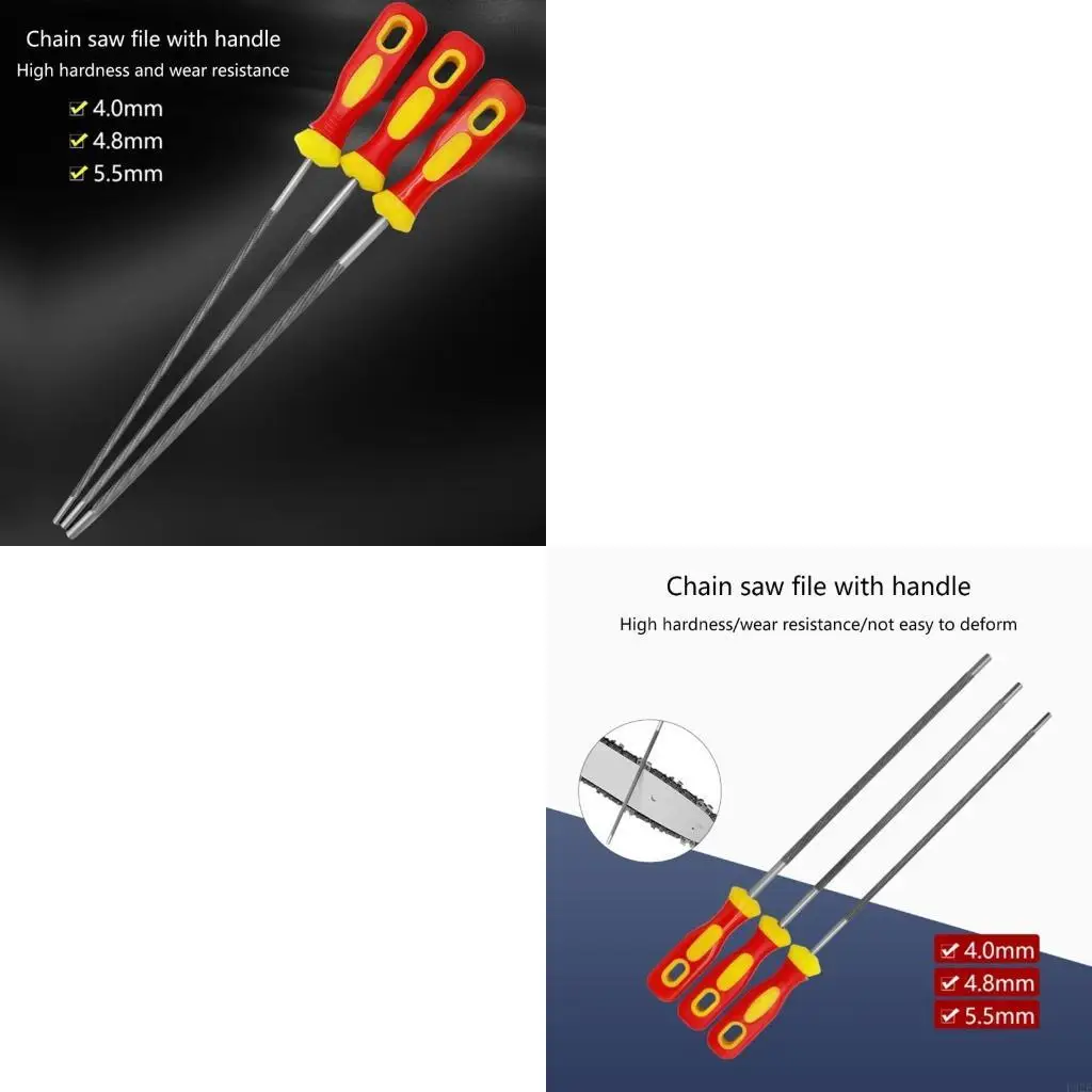 

P82E 3pcs Carbon Steel Chainsaw Sharpening File Woodworking Chain Files Sharpener