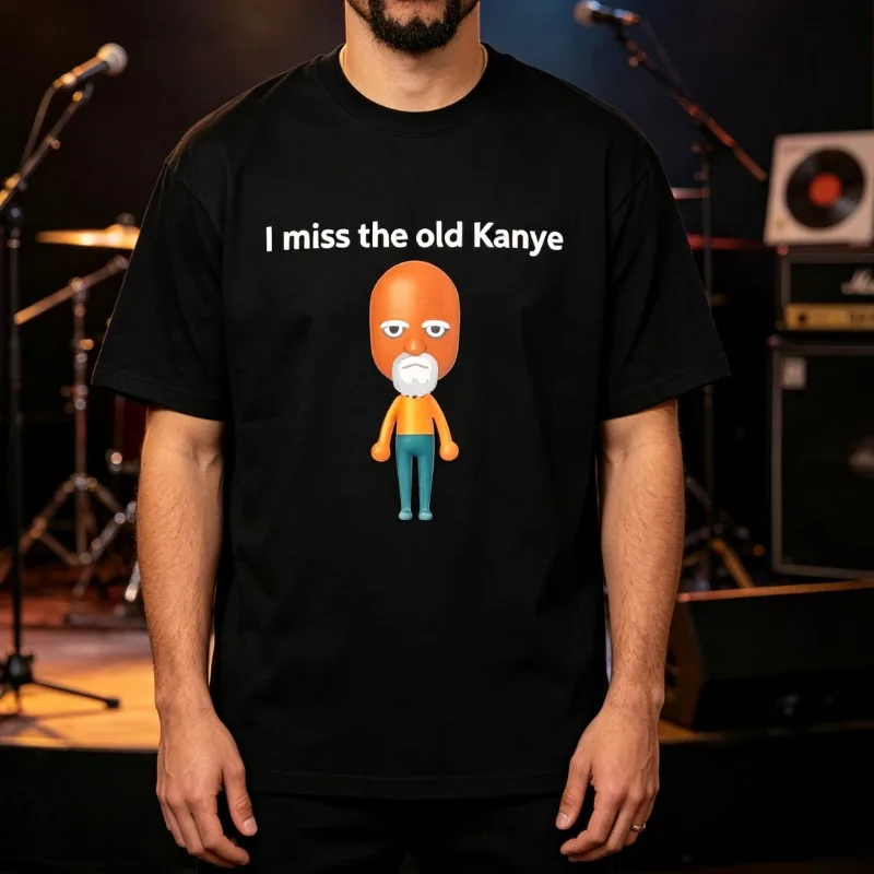 I miss the old Kanye Print T-Shirt Men’s Funny Cartoon Hip Hop Graphic Soft Modal Crewneck Tee Casual Top for Music Lover Wear