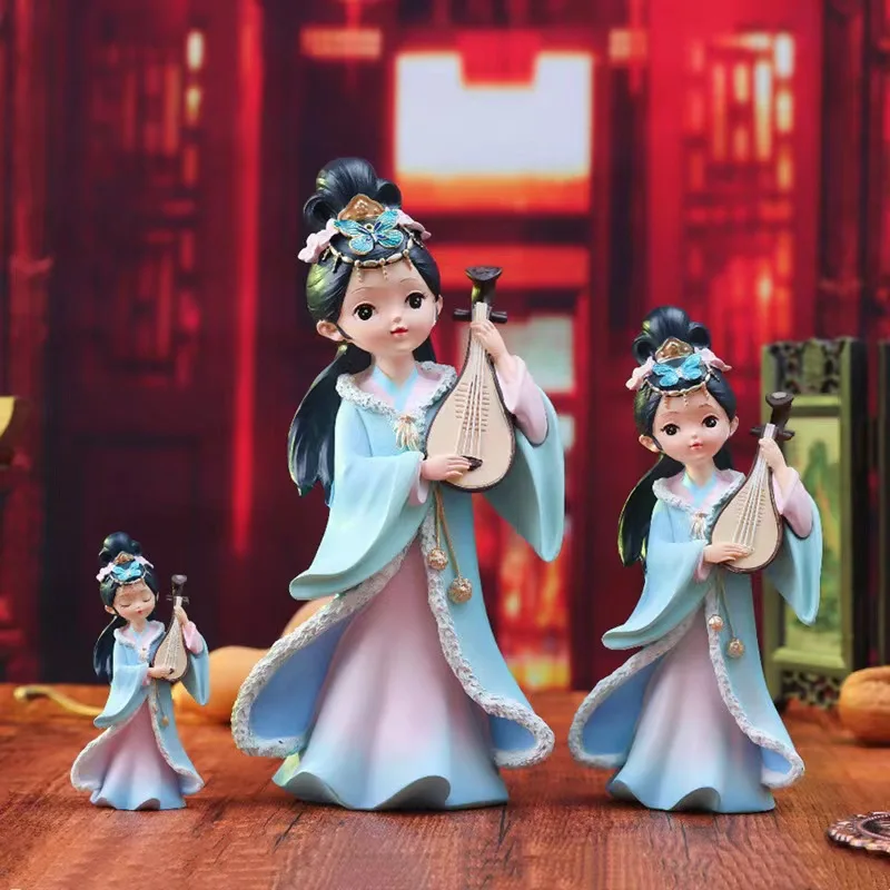 Four Beauties Resin Doll Sculptures Chinese History Celebrated Woman Ancient Traditional Figure Miniature Desktop Decor Ornament